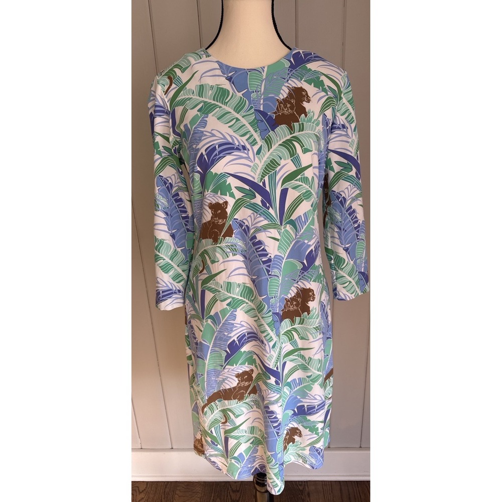J McLaughlin Everglades Panther Print Catalina Cloth Shift Dress Tropical Medium